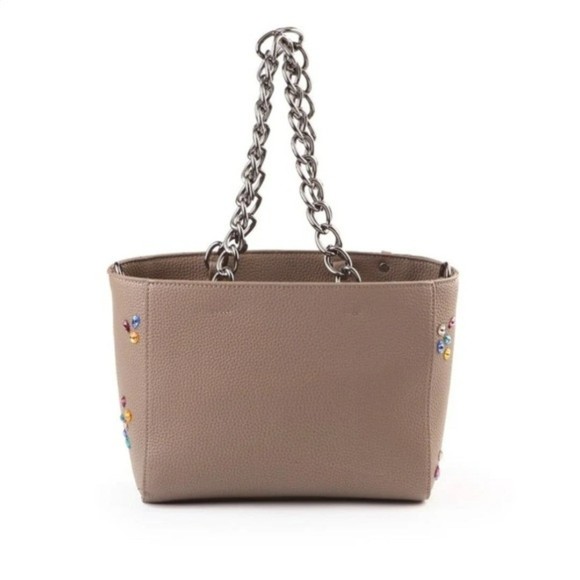 Suzy Levian Pebbled Faux Leather Rhinestone Satchel Handbag NWTs 2 COLOR OPTIONS - Picture 4 of 8